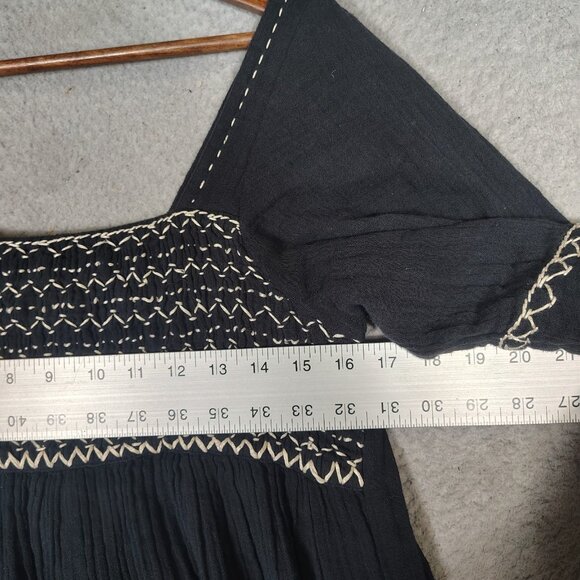 Free People I'm The One Maxi Dress Women's Medium Black Flounce Smocked Boho - Picture 6 of 12